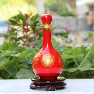 瓷包装容器-景德镇1斤装陶瓷泡酒瓶 中国红龙
