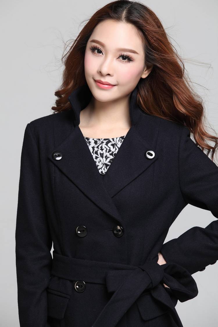 2013冬季正品新款<em>夫人</em>双排扣立领修身型女毛