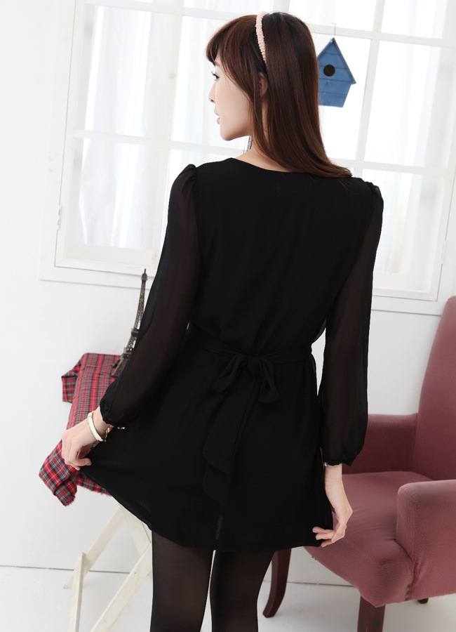 大码<em>女装</em> <em>胖人</em>服饰2013<em>春季</em>韩版纯色圆领雪纺