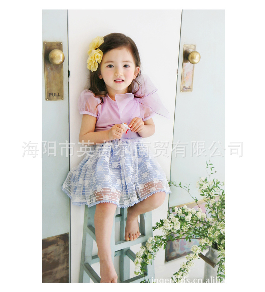 【新品现货】2013韩版<em>女童夏</em>款<em>上衣</em>蝴蝶结泡