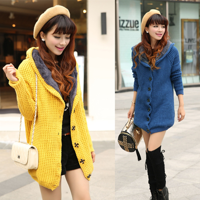 2013秋冬新款 加大码 女装<em>韩版开衫</em>夹<em>绒</em>带帽加