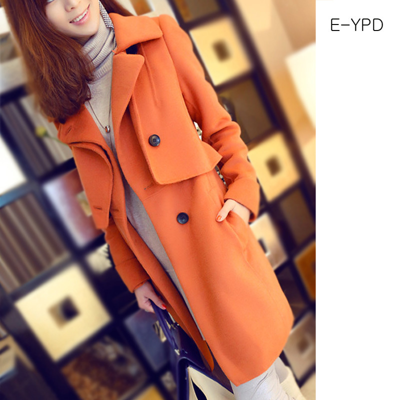 韩版秋冬毛呢子大衣女装 修身中长款羊绒毛呢