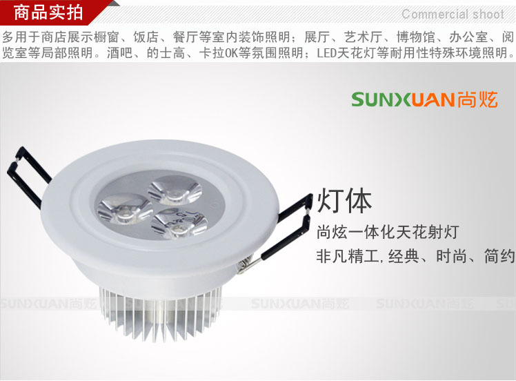 led 3W白色天花灯商品实拍图