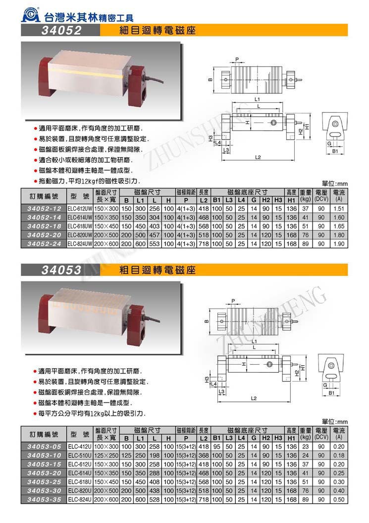 34052-34053细目粗目回转电磁座