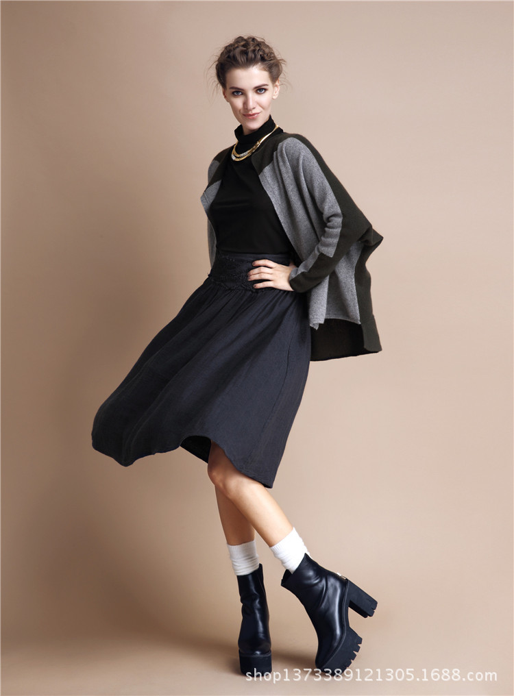 2014<em>春季女装</em> 新款羊绒<em>外套</em> 时尚撞色羊绒衫 开