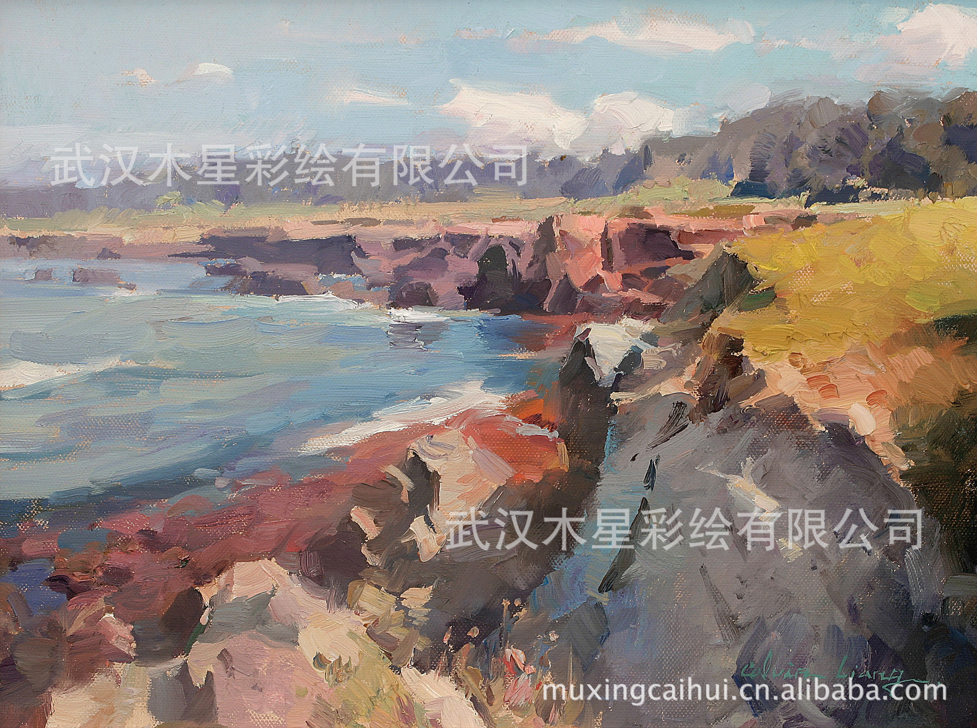 热销风景油画 客厅装饰画 油画批发 武汉木星无框装饰画厂家直销图片