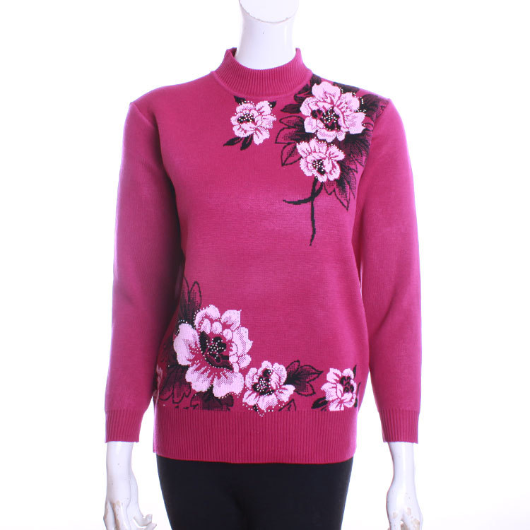 新款<em>中老年人毛衣</em>女装妈妈<em>服装</em>冬装加厚大码半