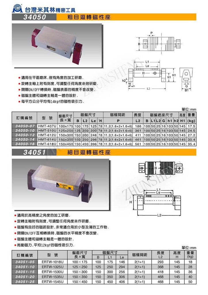 34050-34051粗目细目回转磁性座