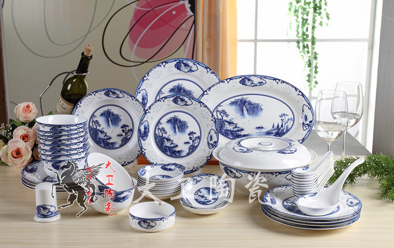 家居用品,母婴,玩具 餐饮用品 餐具 餐具套装 46头青花瓷陶瓷餐具