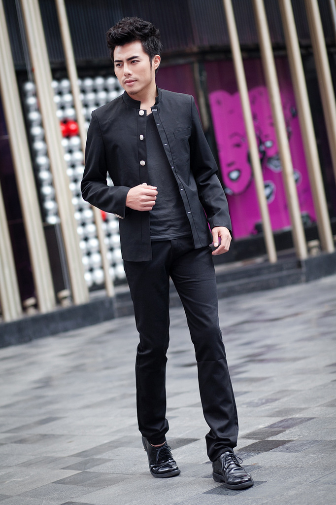 【韩版中山装男士 修身西服男小西服休闲外套