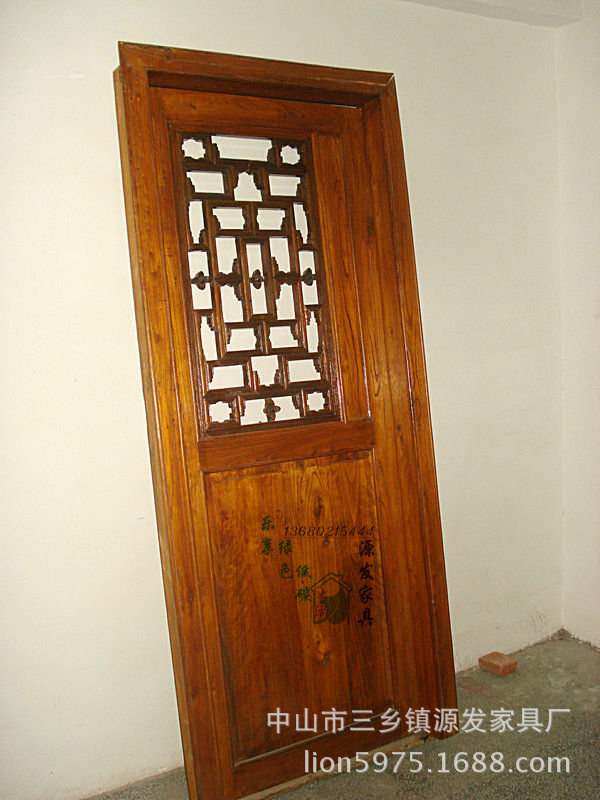 YF0434榆木套装门 室内门 平开门 推拉门 卧室门 中式门 实木家具
