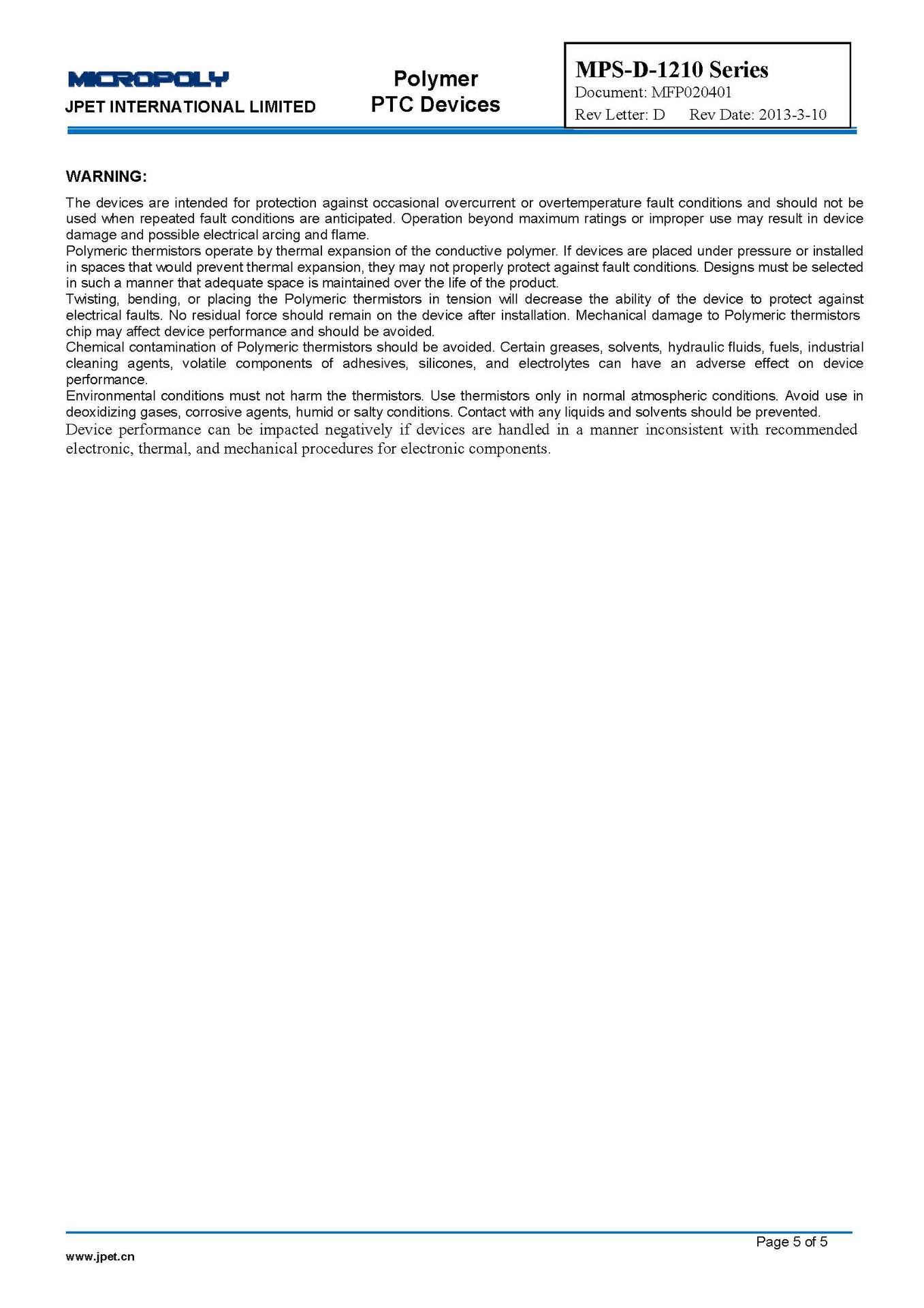 电阻器-供应高分子PTC热敏电阻 MPS-D-1210