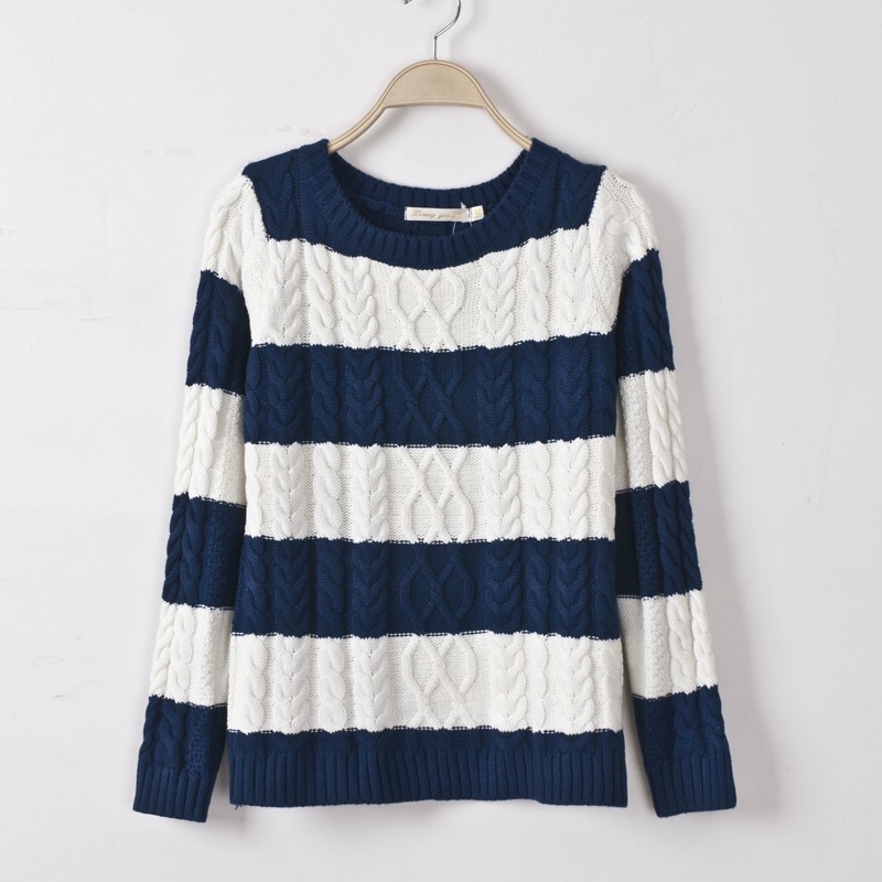 【2013秋冬新款 英伦风<em>条纹</em>麻花厚<em>毛衣</em>复古针