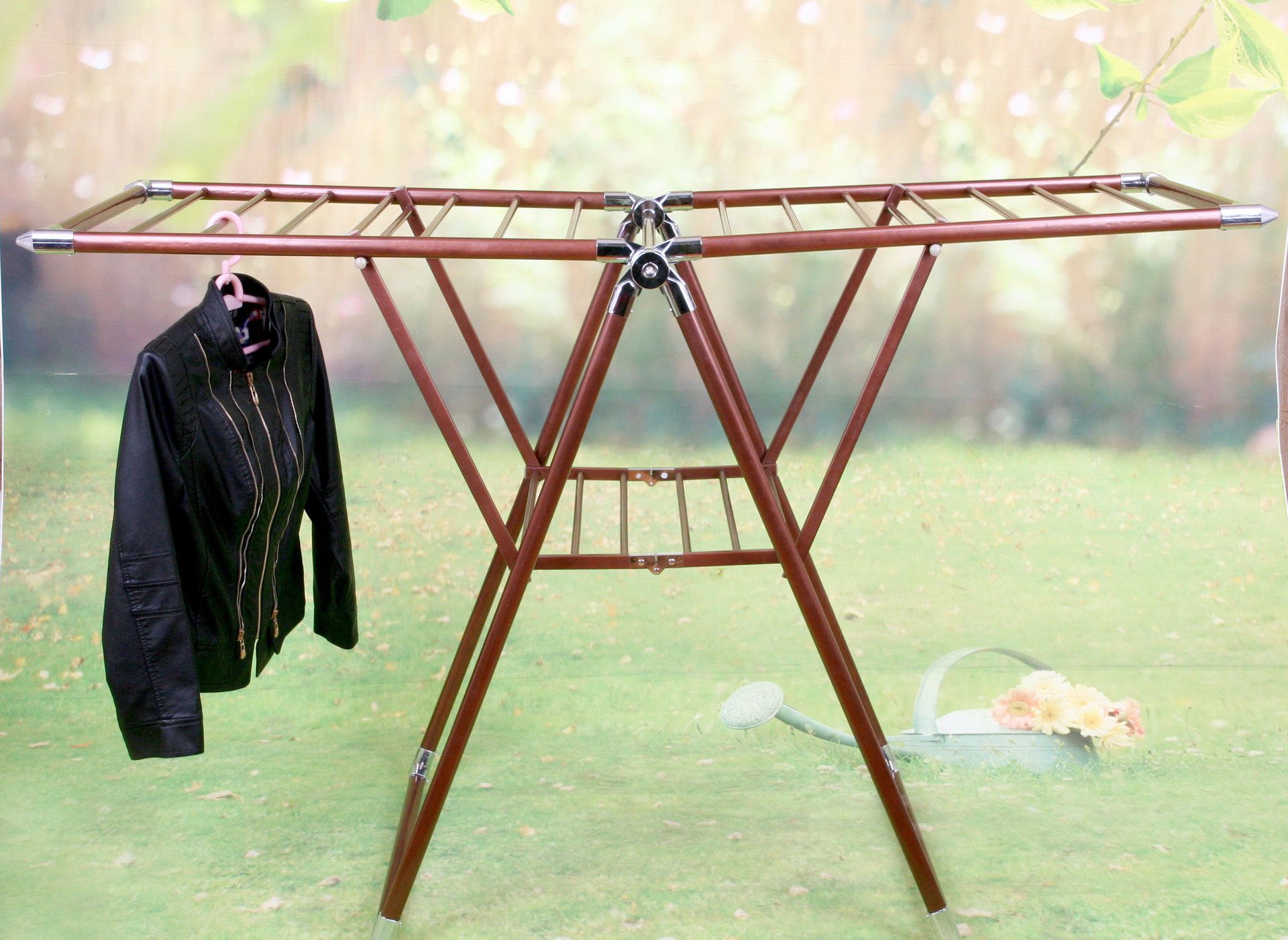 【龙之彩厂家批发 新款晾衣架 翼型落地折叠晒