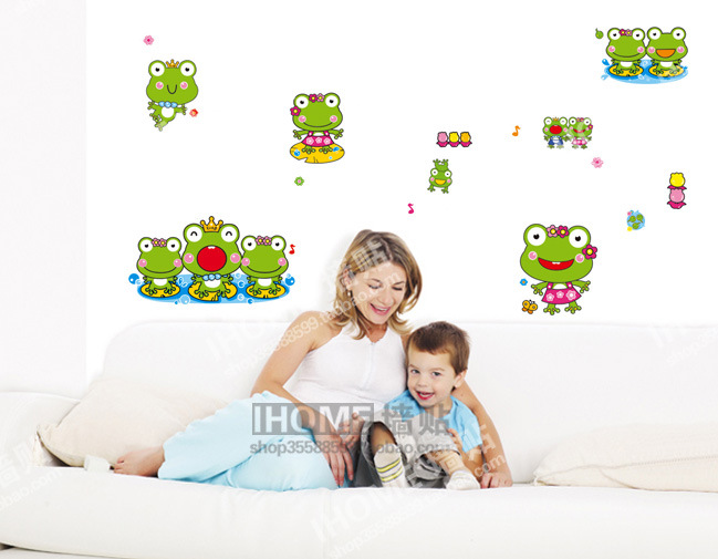 【三代墙贴 可爱青蛙 卡通儿童房墙壁贴画 装饰