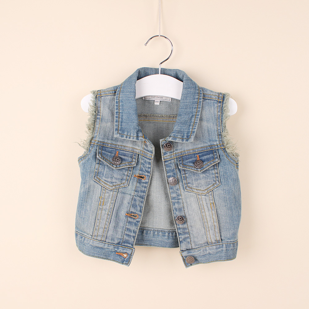 2014春款新品 时尚<em>儿童</em>牛仔小<em>马甲</em> 外贸童装批