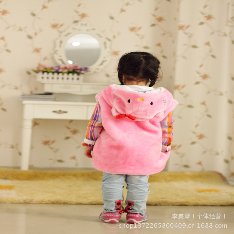 【韩版KT猫<em>马甲</em> 春秋<em>毛绒</em>背心 男女<em>儿童</em>服装可