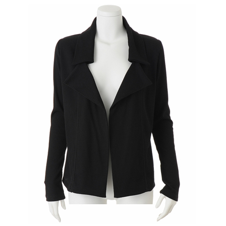 外贸原单日系大牌<em>春秋女士短</em>外套翻领黑色<em>开衫</em>