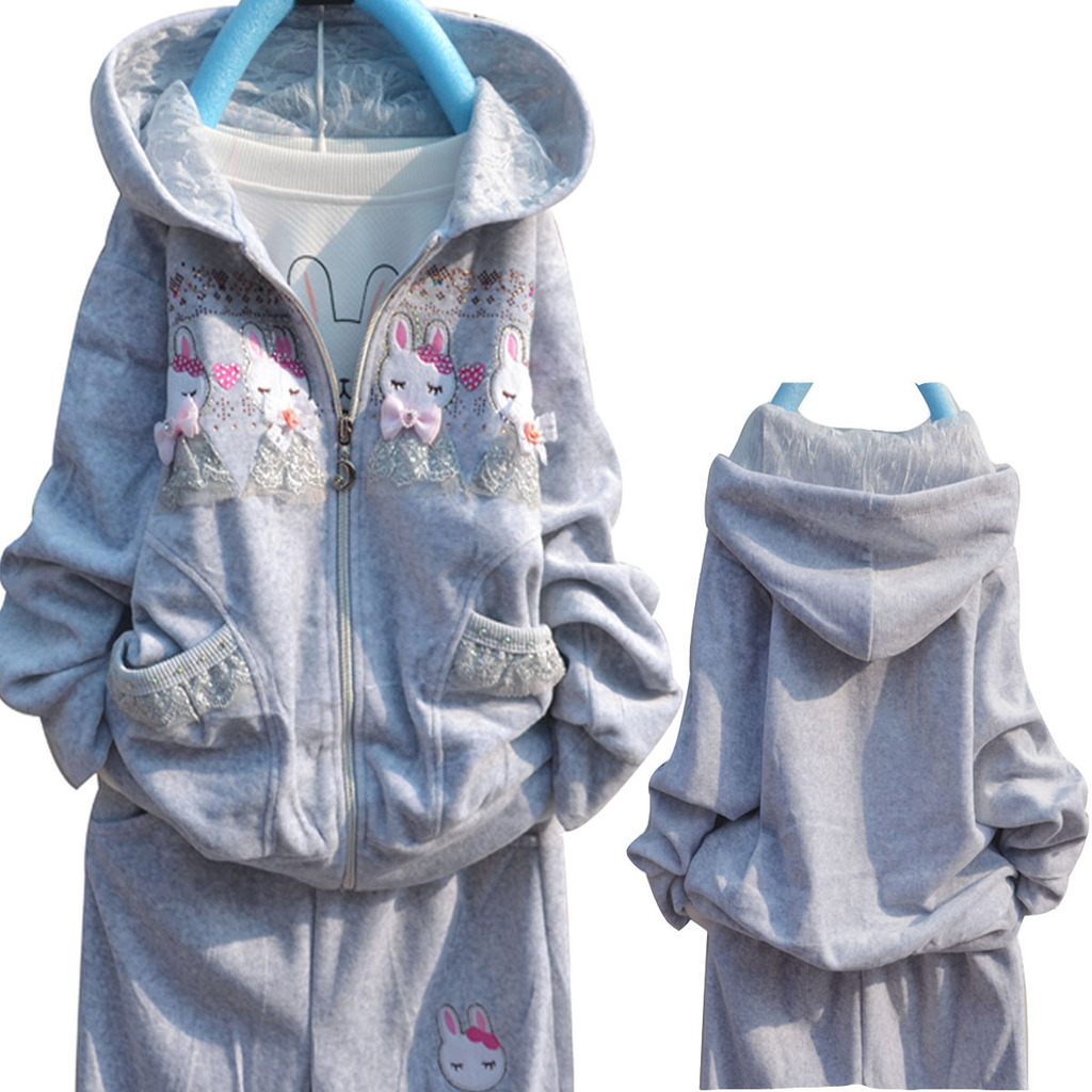 3019 春装新款韩版开衫<em>女童</em>中大童<em>天鹅绒</em>运动