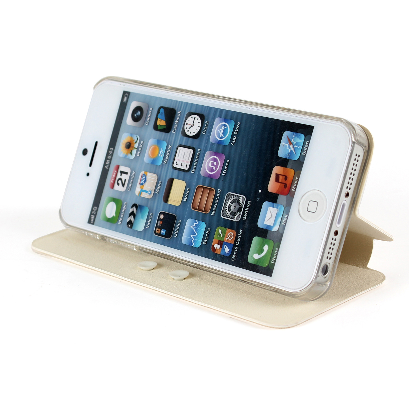 手机保护套-吸盘扣斜纹支架手机皮套 苹果ipho