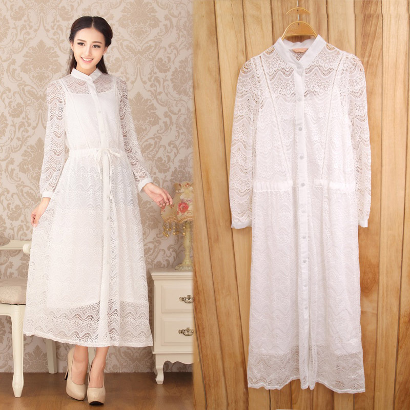 品牌专柜2014可爱裙摆女士<em>白色</em>蕾丝<em>连衣裙</em>D5