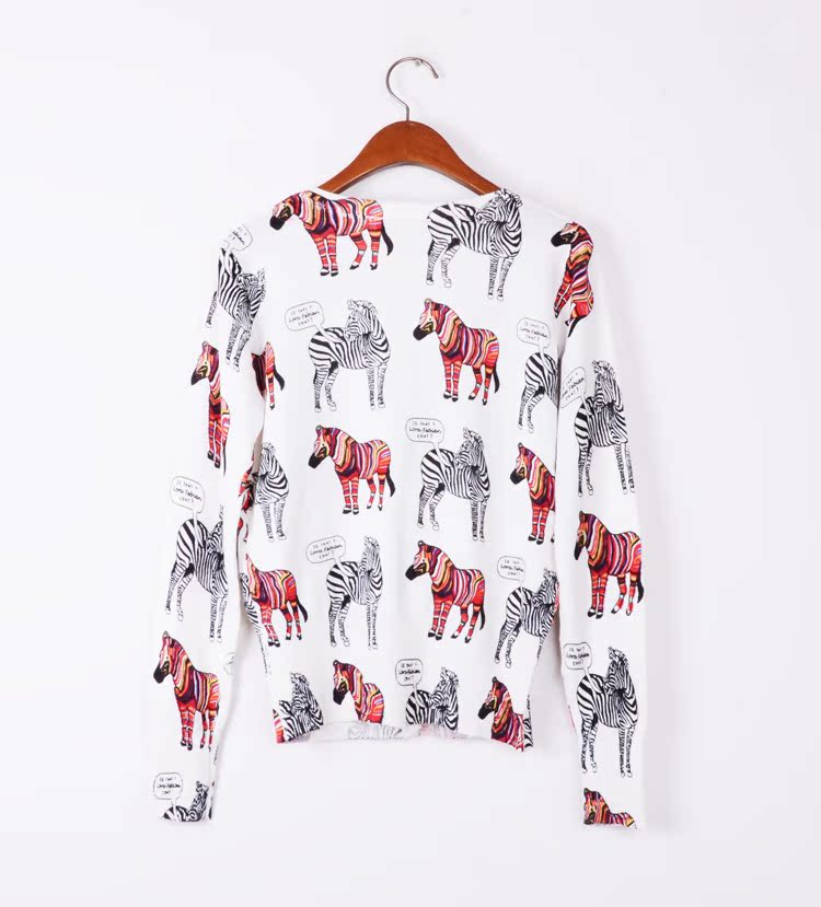 【爆款<em>开衫</em>! 春秋外贸 彩色<em>斑马纹</em> 针织衫 <em>开衫</em>