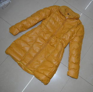 批发采购女式棉衣-PU黄色大款羽绒棉棉服 长款