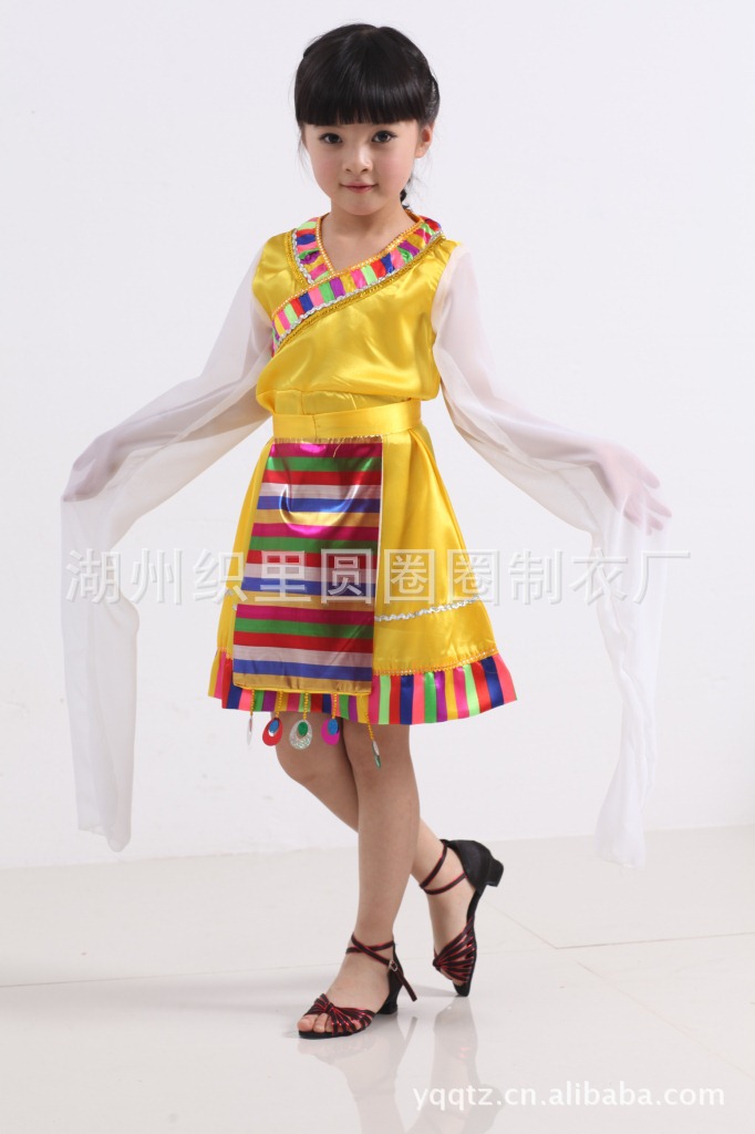 儿童舞蹈裙西藏舞裙民族<em>长袖裙女童</em>表演服60