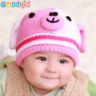批发采购帽子-GOODKID韩版儿童小熊毛线帽子