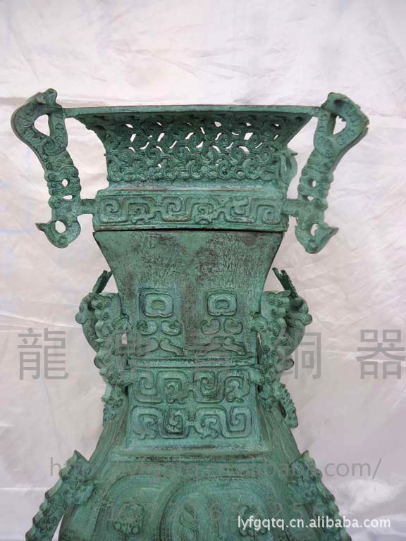 夔龙纹方壶青铜器仿古金属工艺品摆件古玩董家居饰品特价批发定做