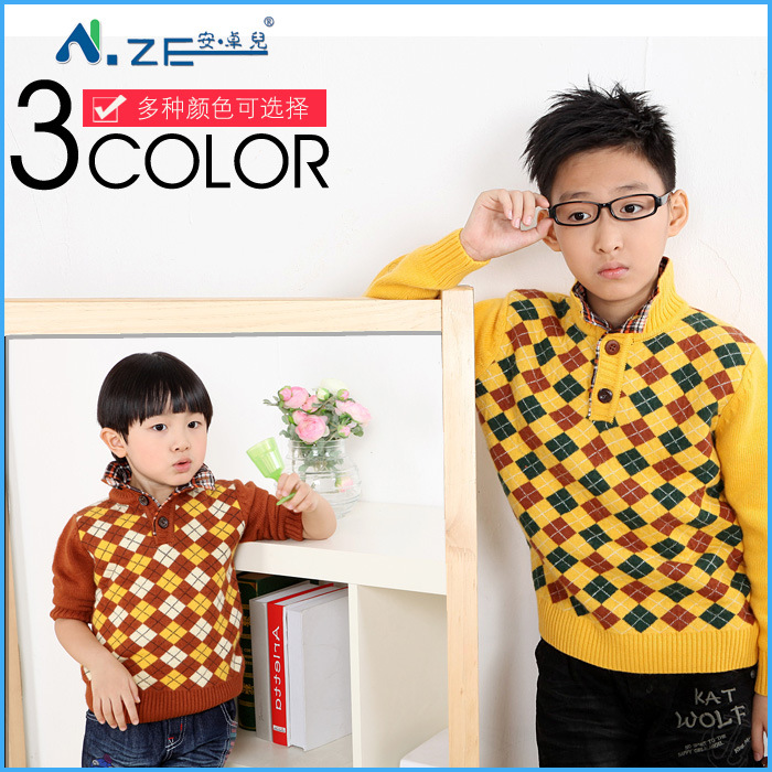 立领兔绒长袖中大童<em>毛衣</em> <em>2013新款童装毛衣</em> 儿
