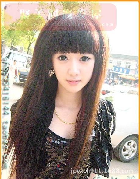 假发-时尚气假发 长直发齐刘海蓬松流行发型 韩