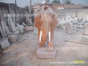 厂家批发大理石石雕大象，晚霞红石雕大象，青石石大象。