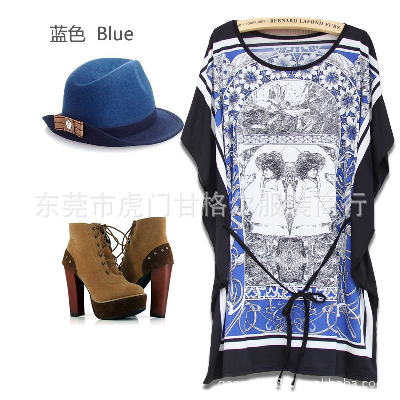 宽松韩版裙子夏新款女装蝙蝠袖冰丝连衣裙 20