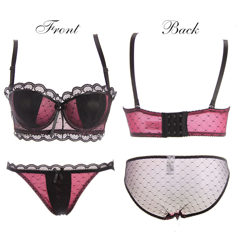 2220#女士<em>文胸</em>超<em>聚拢半杯</em>日系内衣套装 蕾丝