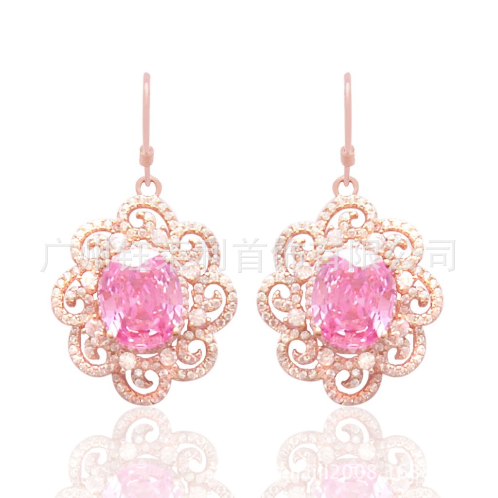 925<em>纯银耳坠</em>八心八箭钻石耳环 镶锆石奥宝耳钉