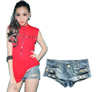 2013夜店性感<em>镂空</em>低腰包臀 <em>牛仔超短裤</em> 热裤 图