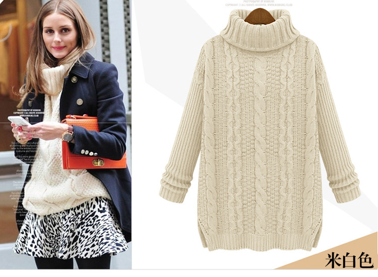 2013秋冬<em>欧洲站</em>新款中<em>长款毛衣</em>女<em>套头</em>高领宽