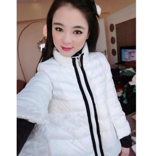 批发采购女式<em>羽绒服</em>-新款<em>中长</em>连帽军装棉袄韩