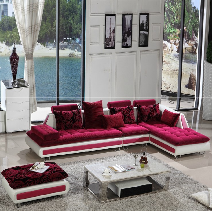 JB 布艺沙发 皮配布结合皮布沙发 现代客厅转角沙发 组合皮沙发