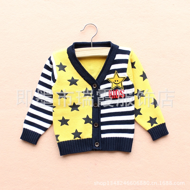 【青岛货源 韩版外贸童装 <em>男童</em>纯棉五星<em>图案毛</em>