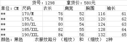 1298尺碼表-壓花皮尼克服