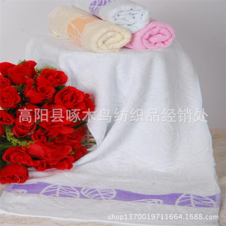 纯竹纤维树叶提花毛巾