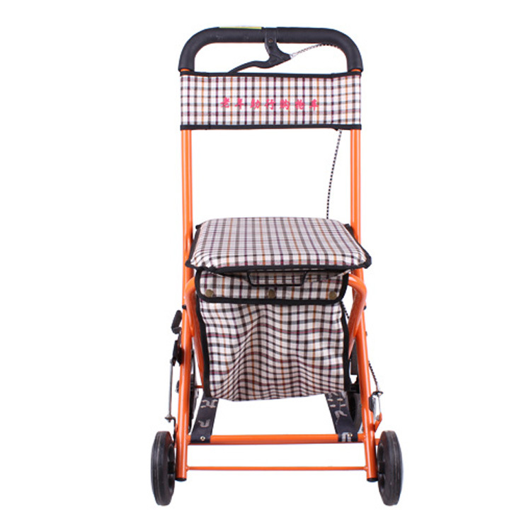 老年购物休闲车老人手推车带轮带座助行器带座