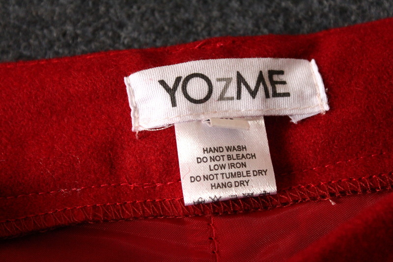 H0116-1 YOZME <em>大红色</em> 简约 <em>呢子短裤</em>0.35kg