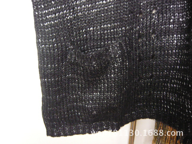 外贸basque<em>黑</em>银丝<em>女士</em>秋冬<em>长款</em>大<em>开衫</em>披肩镂