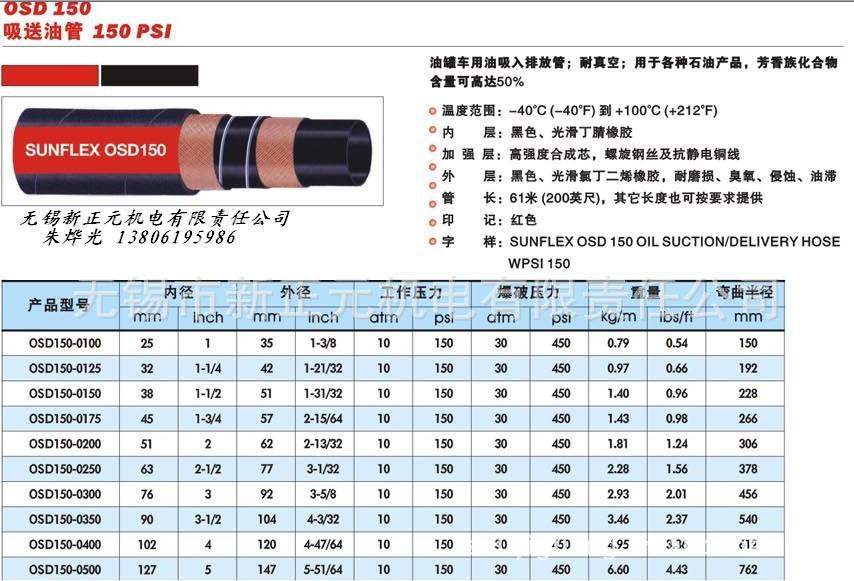 OSD150 吸送油管150PSI