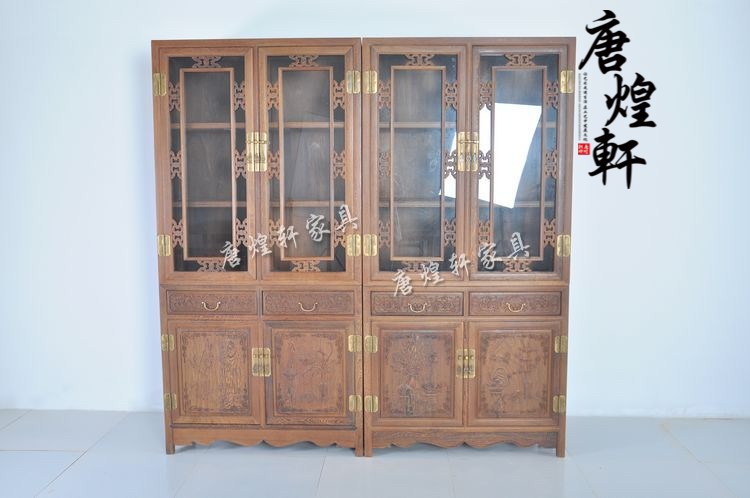 鸡翅木双层书柜G-013 (2)