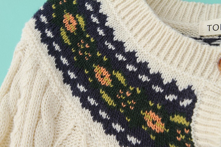 H0258 2013秋季新款 <em>提花</em>民族风领口<em>麻花针织</em>