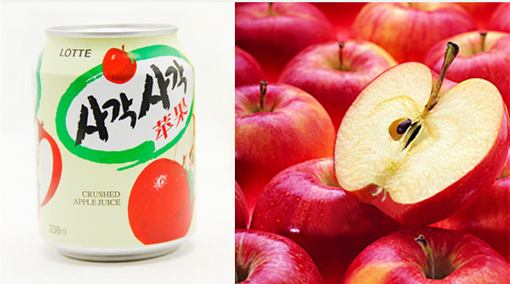韩国进口 乐天lotte粒粒苹果汁 果肉苹果汁饮料 238ml*12*6